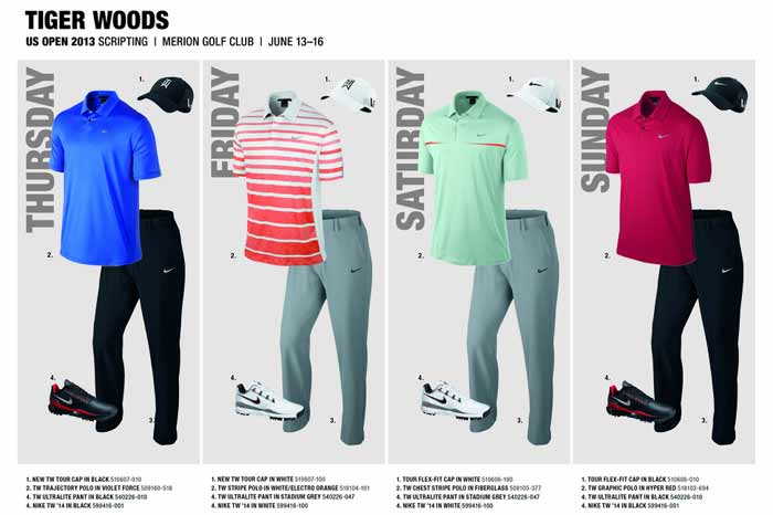 Nike Unveils Tiger Woos Outfits for U.S. Open 2013
