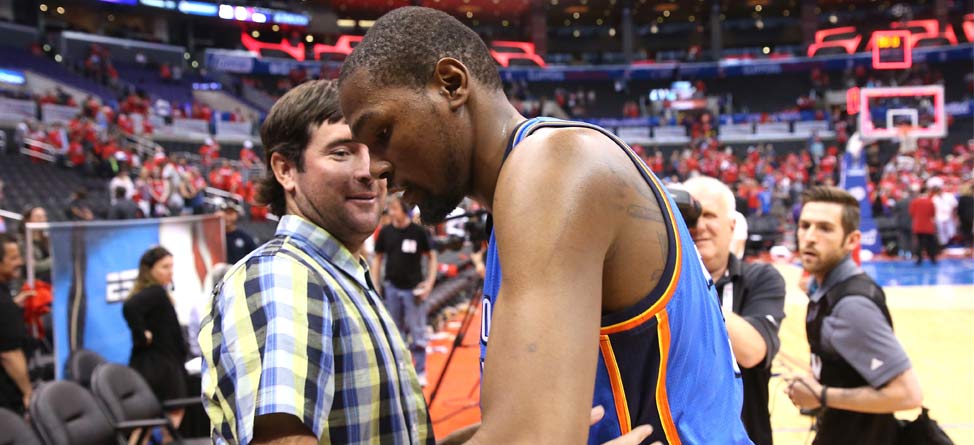 Kevin Durant Gives Bubba Watson the Shoes Off his Feet