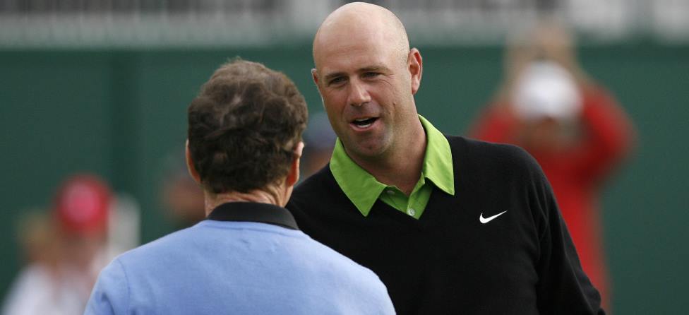 Stewart Cink Given Topless Cart To Work On Head Tan